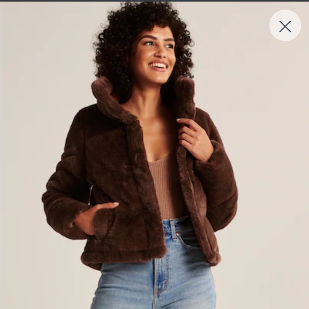 Faux fur mini puffer jacket